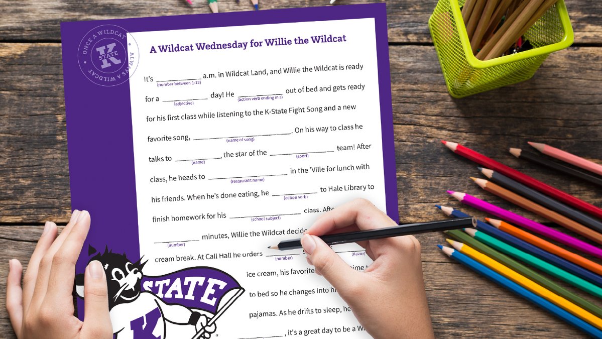 Download this fun activity for our bye week and add in your creative ideas to send Willie the Wildcat on a wild adventure!
k-state.com/participate/fu…