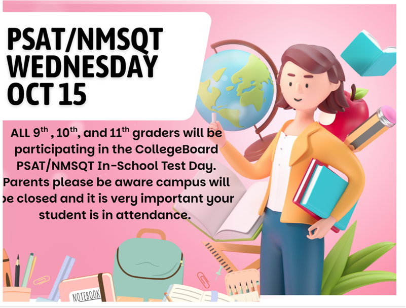 PSAT/NMSQT Oct 15.
