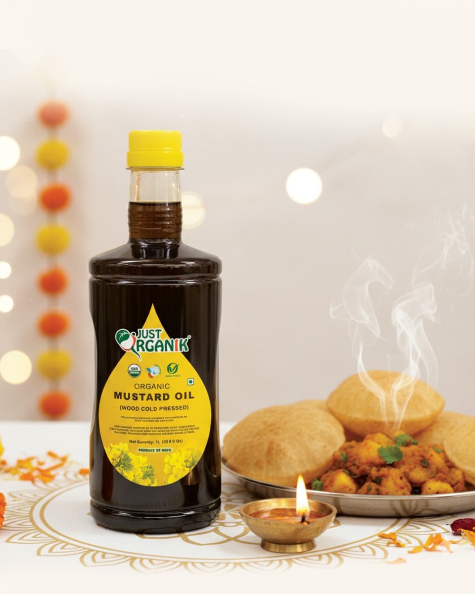 Let your festive cooking be as wholesome as your celebrations. 
Bring home #JustOrganik’s certified organic oils &amp; ghee - pure, healthy &amp; full of flavor. Perfect for pooja, meals, or gifting.
Shop now: justorganik.com
 #FarqToHai #CelebratingRightCelebratingLight