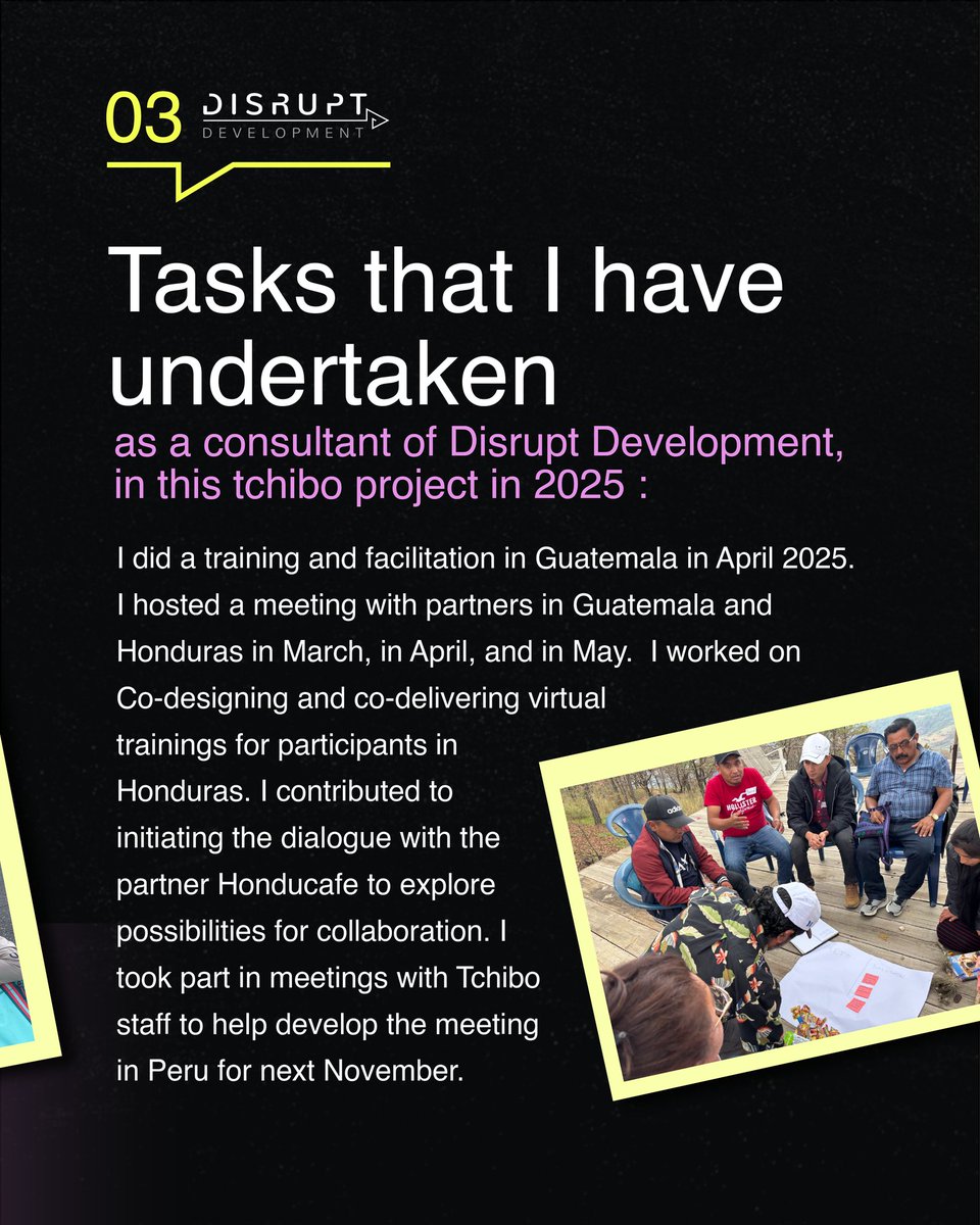Disrupt_Dev's tweet image. Our consultant Charo Lanao is helping local stakeholders in Latin America transition toward new ways of working — part of our assignment with Tchibo.
Read more about her work with Disrupt Development and our partners driving real change.
#DisruptDevelopment #DDAchievement