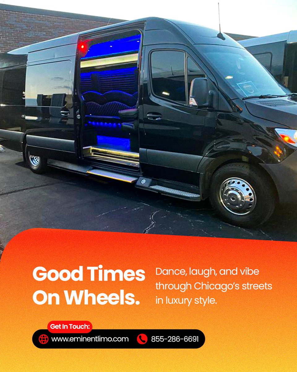EminentLimo's tweet photo. Our luxury party buses keep your whole crew together, with space to dance, music that sets the vibe, and zero parking stress. 

➡:  https://t.co/FSPA3t0Rgf

#partybuschicago #nightlifechicago #luxurytransportation #grouptravel #birthdayparty #bacheloretteparty #luxurynightout https://t.co/v0hGNNTORf