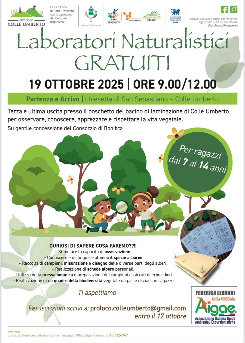 Per iscrizioni scrivi a: proloco.colleumberto@gmail.com entro il 17 ottobre