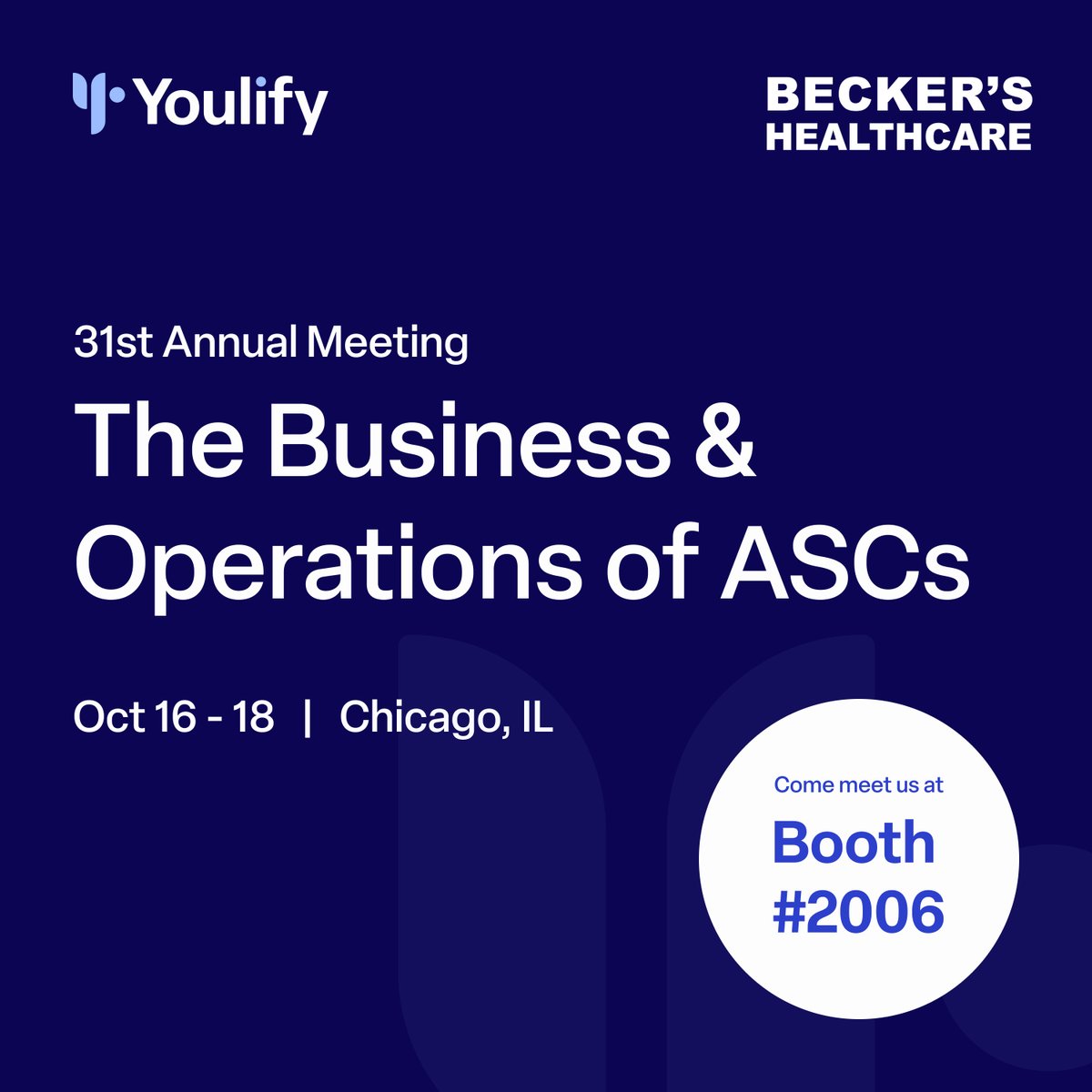 youlify's tweet photo. We are heading back to the Windy City 🏙️ to Becker's Healthcare 31st Annual Meeting - The Business &amp; Operations of ASCs in Chicago, IL - Oct 16-18, 2025 → https://t.co/elN9ua3jN6 booth #2006 - we are looking forward to meet you in person 🙌 #BeckersASC #ASC #RCM #MedicalBilling https://t.co/UBEeOy7Yr1