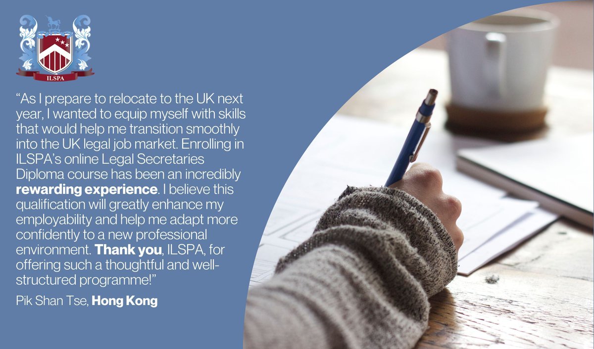 Relocating to a new country can be daunting, but preparing with the right skills makes a difference. One of our Graduates shared how completing ILSPA’s Legal Secretaries Diploma gave her the confidence to transition smoothly into the UK legal job market.
institutelegalsecretaries.com/training/diplo…