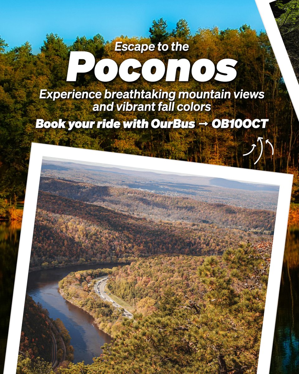 RideOurBus's tweet image. 🍁 Stunning Fall Foliage Awaits! 🍁

Hit the road this autumn with OurBus and explore the season’s most beautiful destinations — from the Poconos to the Finger Lakes to the Shenandoah Valley. 🚍✨

Get 10% off with code OB10OCT!

#FallGetaway #FallFoliage #WeekendEscape #OB10OCT
