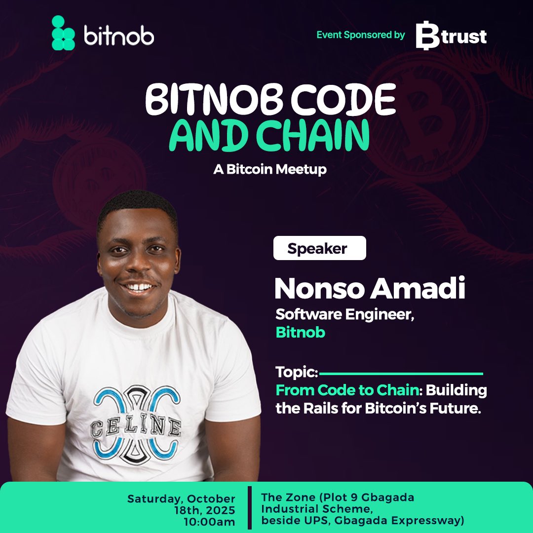 Next up on our Code and chain speaker lineup 👇 Nonso Amadi @jackhoudini__  , Software Engineer at Bitnob — a builder passionate about scaling Bitcoin  infrastructure with deep expertise in DevOps, SRE