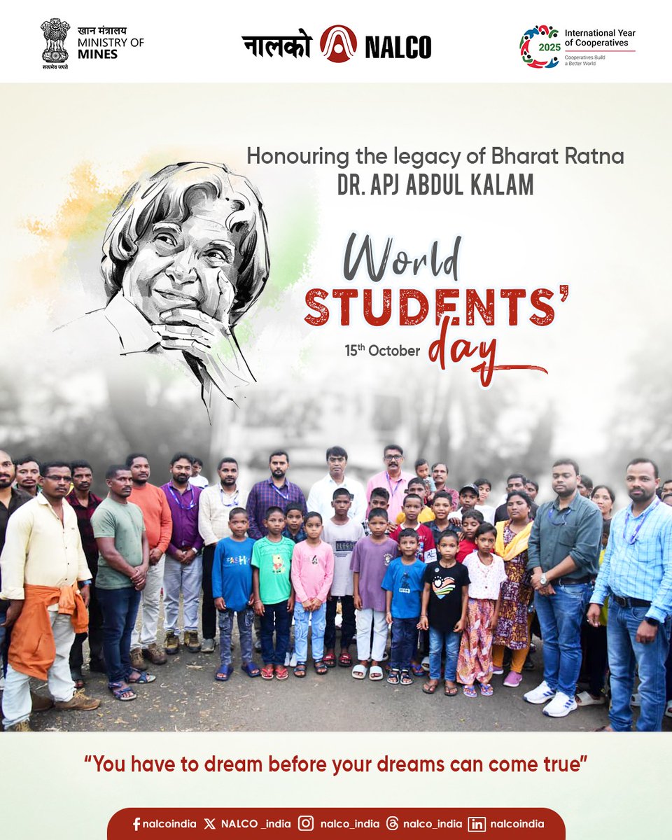 NALCO_India's tweet image. Empowering Young Minds, Shaping Brighter Futures! On #WorldStudentsDay, we celebrate the spirit of #learning, #innovation, and #resilience that shapes our nation’s future. Through our flagship #CSR initiative #Indradhanush, #NALCO continues to #empower young minds with