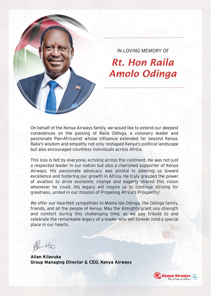 We would like to extend our deepest condolences on the passing of Rt. Hon Raila Odinga, a visionary leader and passionate Pan-Africanist whose influence extended far beyond Kenya.