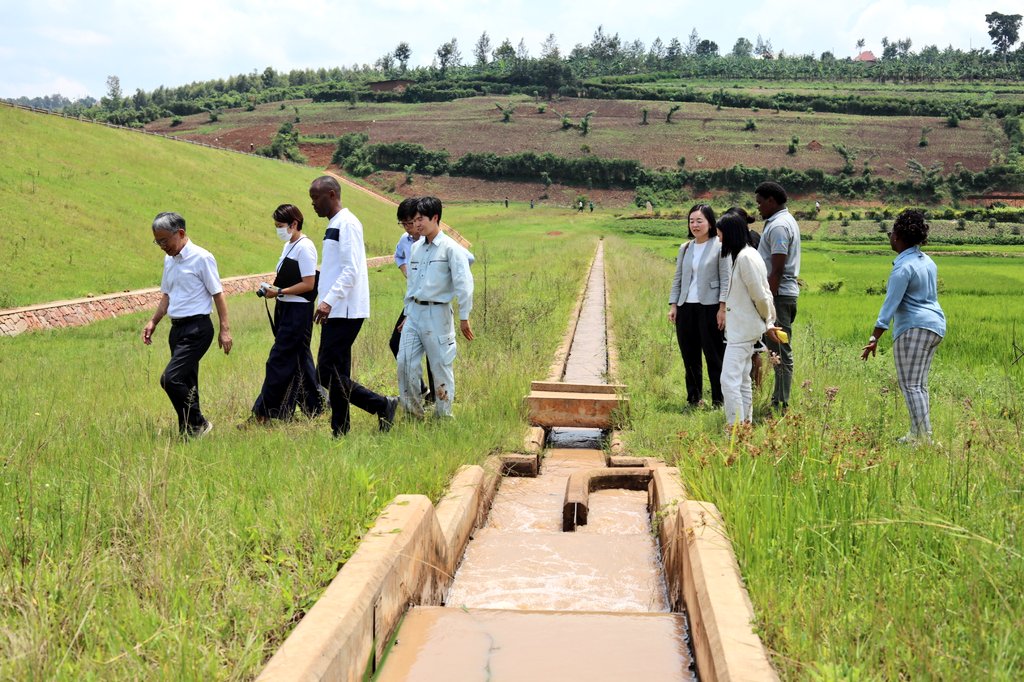 RwamaganaDistr's tweet image. Uyu munsi Ambasaderi wa @japaninrwanda H.E Isao Fukushima yashyikirije Umuyobozi w'Akarere wungirije @rrkagabo ibikorwa byakozwe hatunganywa igishanga cya Cyaruhogo cyuhirwa kuri hegitari  70, ubu  amazi akaba agera ku mirima y'abahinzi 567 n'abagera kuri 2,835 bakibonyemo akazi.