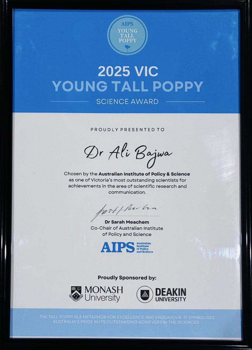 Nights like this are special and keep me energised. #Science and #research are wonderful and they have the potential to change lives. It was lovely to meet some of the brightest minds in Victorian scientific community. I’m thankful to Almighty, my family and my wonderful