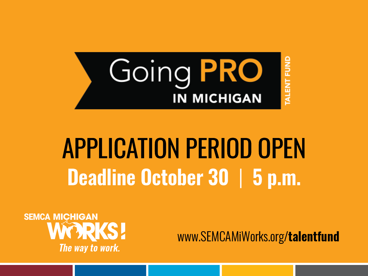 🌟 #GPTF Applications Are Now Open! 🌟 Give your business a boost with funds to upskill your employees or train new hires. 💰

➡️ Apply: SEMCA.org/talentfund

Deadline ⏰ OCT 30 @ 5 PM
Learn More 🌐 SEMCA.org/talentfund
Questions? Call ☎️ 800.285.9675

#TheWayToWork