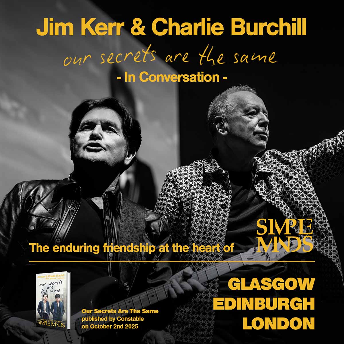 RecCollMag's tweet image. #SimpleMinds' #JimKerr &amp;amp; #CharlieBurchill have Q&amp;amp;As in Oct. at (19) Glasgow Citizens' Theatre (20) Edinburgh Assembly Rooms (21) London St Pancras British Library Pigott Theatre.