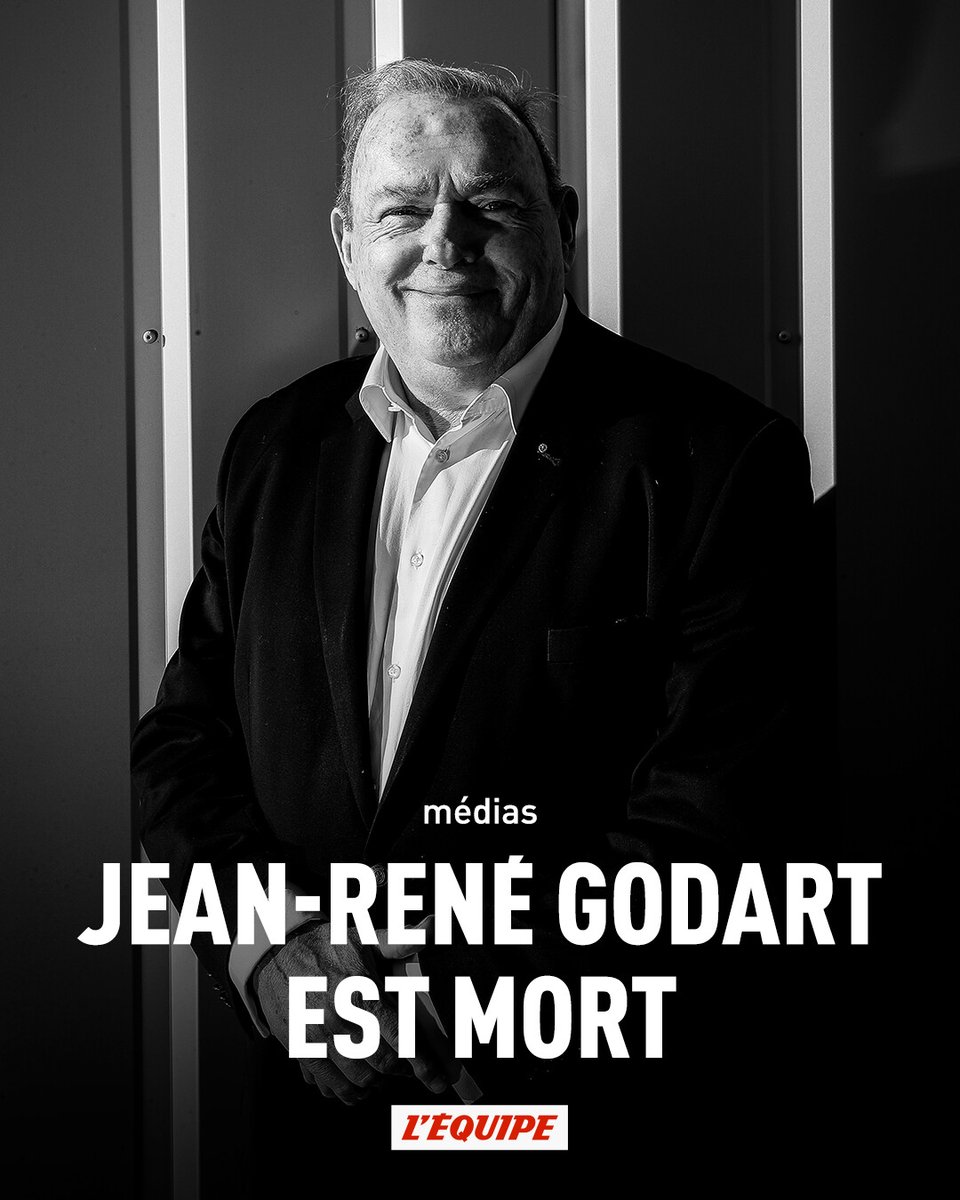 lequipe's tweet image. Historique voix du cyclisme sur Europe 1 puis France Télévisions, le journaliste Jean-René Godart vient de mourir à l'âge de 74 ans. En proie à des problèmes de santé, celui qui avait couvert 33 Tours de France d'affilée avait pris sa retraite fin 2018 > l.lequipe.fr/kt2