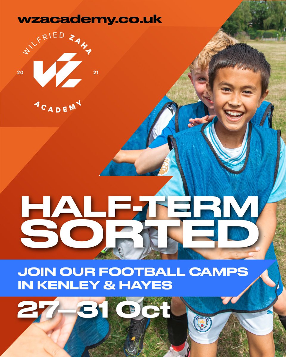 Half-term sorted ✅ Join our football camps in Kenley &amp; Hayes (27–31 Oct)! 

⚽Ages 4–12, 5 days of fun, drills &amp; matches with great coaches!🙌

#WZAcademy #HalfTermCamp #FootballSkills #Kenley #Hayes #YouthFootball