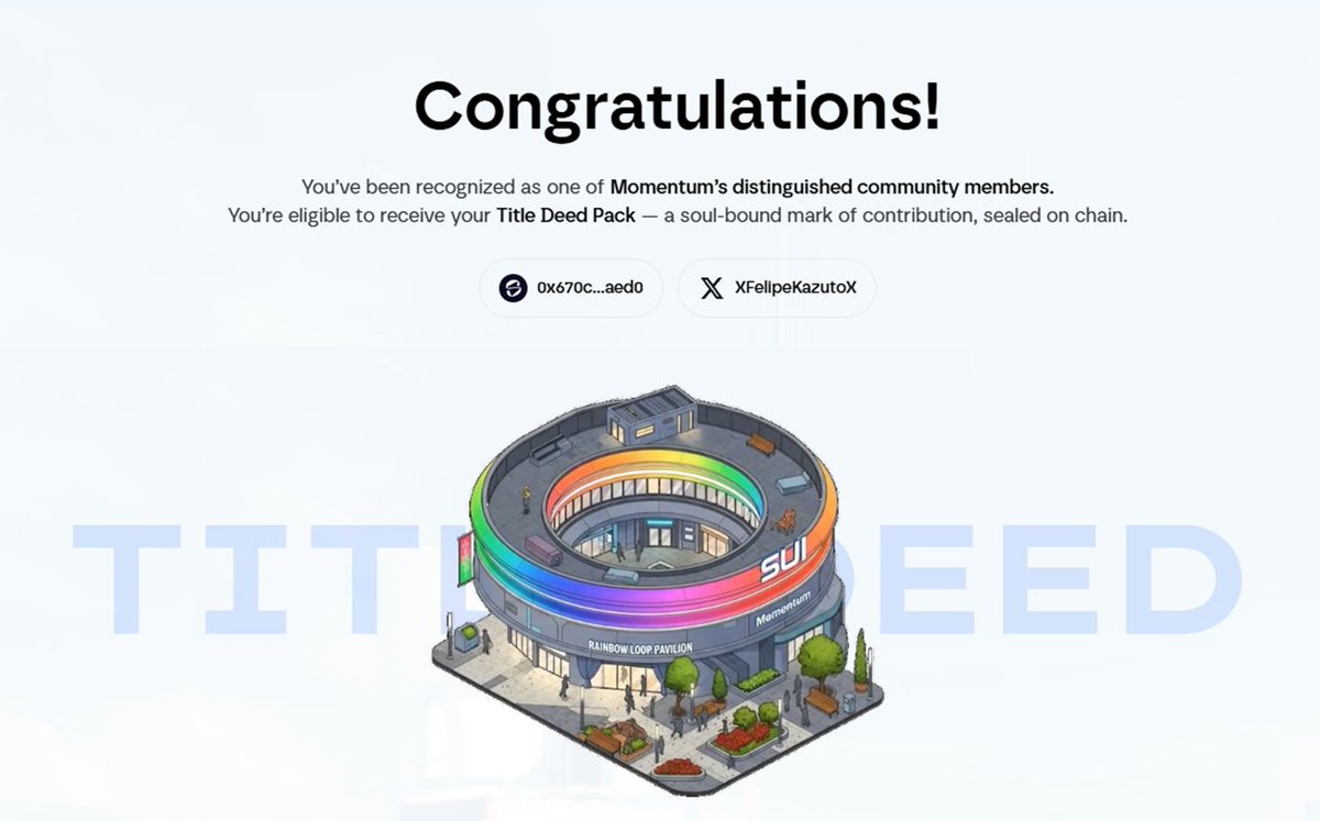 XFelipeKazutoX's tweet photo. 🚨 Momentum Title Deed Pack and Giveaway ����

@MMTFinance is distributing its Title Deed Pack, which is the SBT NFT that confirms you are a contributor to the @SuiNetwork ecosystem. This title should grant you an allocation of the Momentum airdrop and future tokens from their launchpad.

I've already won mine and can nominate three people for a chance to receive them too. I'll be distributing these three spots within the Project Ultra Discord community. If you want a chance to win, join the community: https://t.co/6NFnIF5ni0