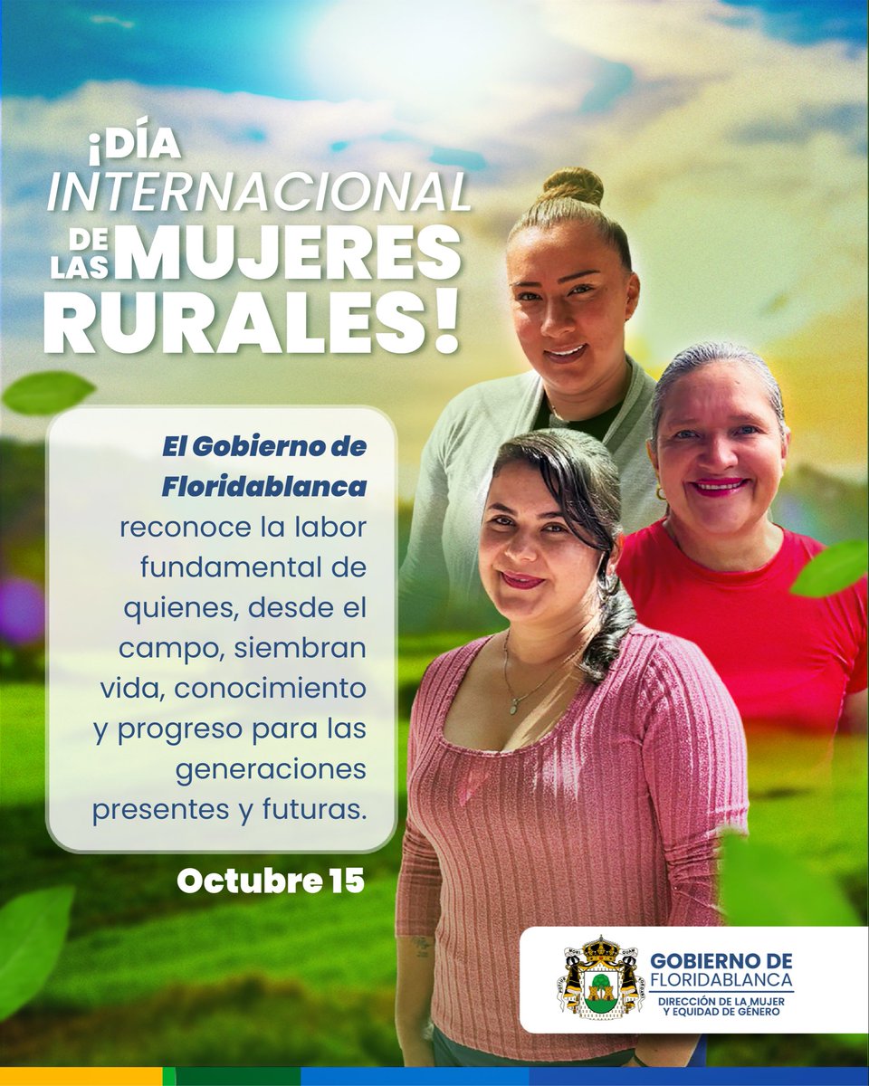 ¡Día Internacional de las Mujeres Rurales!

Una fecha para reconocer y valorar la invaluable labor de las mujeres del campo, cuyo esfuerzo impulsa el desarrollo sostenible, la conservación de la tierra y los recursos naturales.