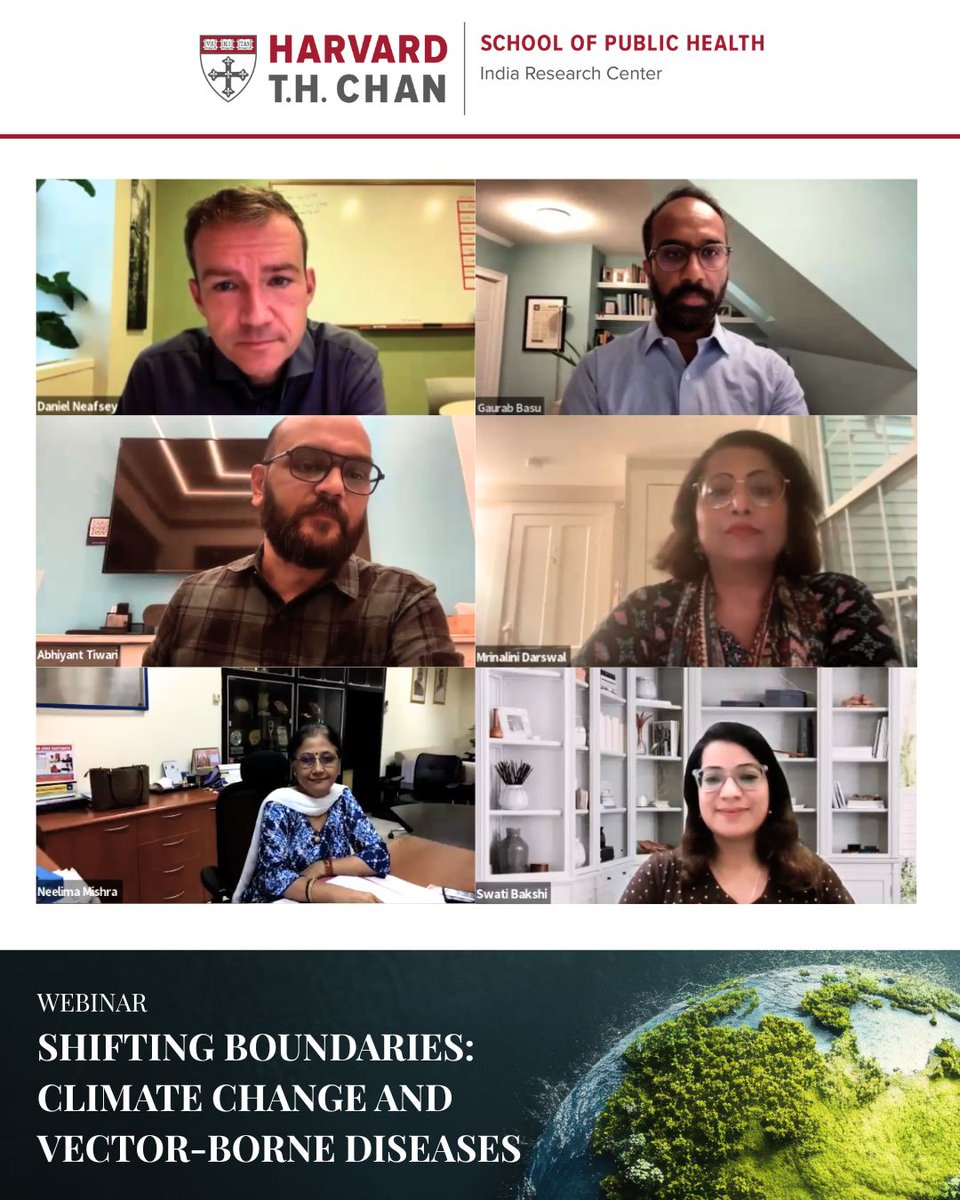 Glimpses from our recent panel discussion on “Shifting Boundaries: Climate Change and Vector-Borne Diseases”, hosted by the <a href="/HarvardChanIRC/">Harvard Chan - India Research Center</a> on October 8, 2025.

Watch the full discussion here hsph.harvard.edu/research/india…

Subscribe for updates &amp; notifications
hsph.harvard.edu/research/india…