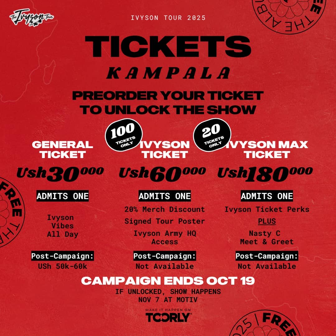 #SweetFmUg
🍭 Munuune 

Aba’switi,
Aah Uuh Ready.? 👉 <a href="/Nasty_CSA/">IVYSON</a>
7th,Nov 📍<a href="/MotivUG/">MOTIV</a> || The Ivyson Tour

🎟 For tickets <a href="/iam_jamesE1/">JAMES E¹ •</a> 

With love;
❤️ Sweeties || #MwaMusic, #MwaSports || Abannunyi