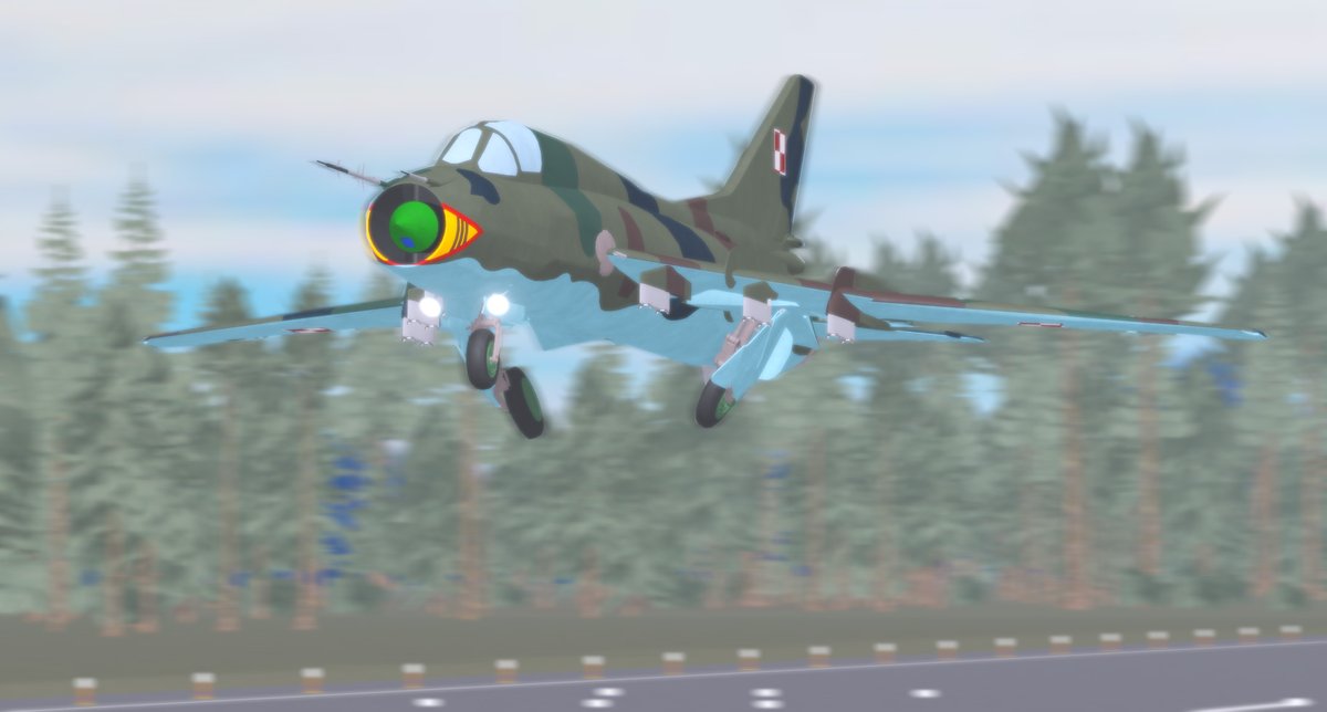 CDacted's tweet image. Polish SU-22 Fitter, First picture was inspired by a real photo of a fitter taking off on a highway sometime in the early 2000s.
Will make a german livery soon ish.
#Roblox #RobloxDev #robloxbuilds