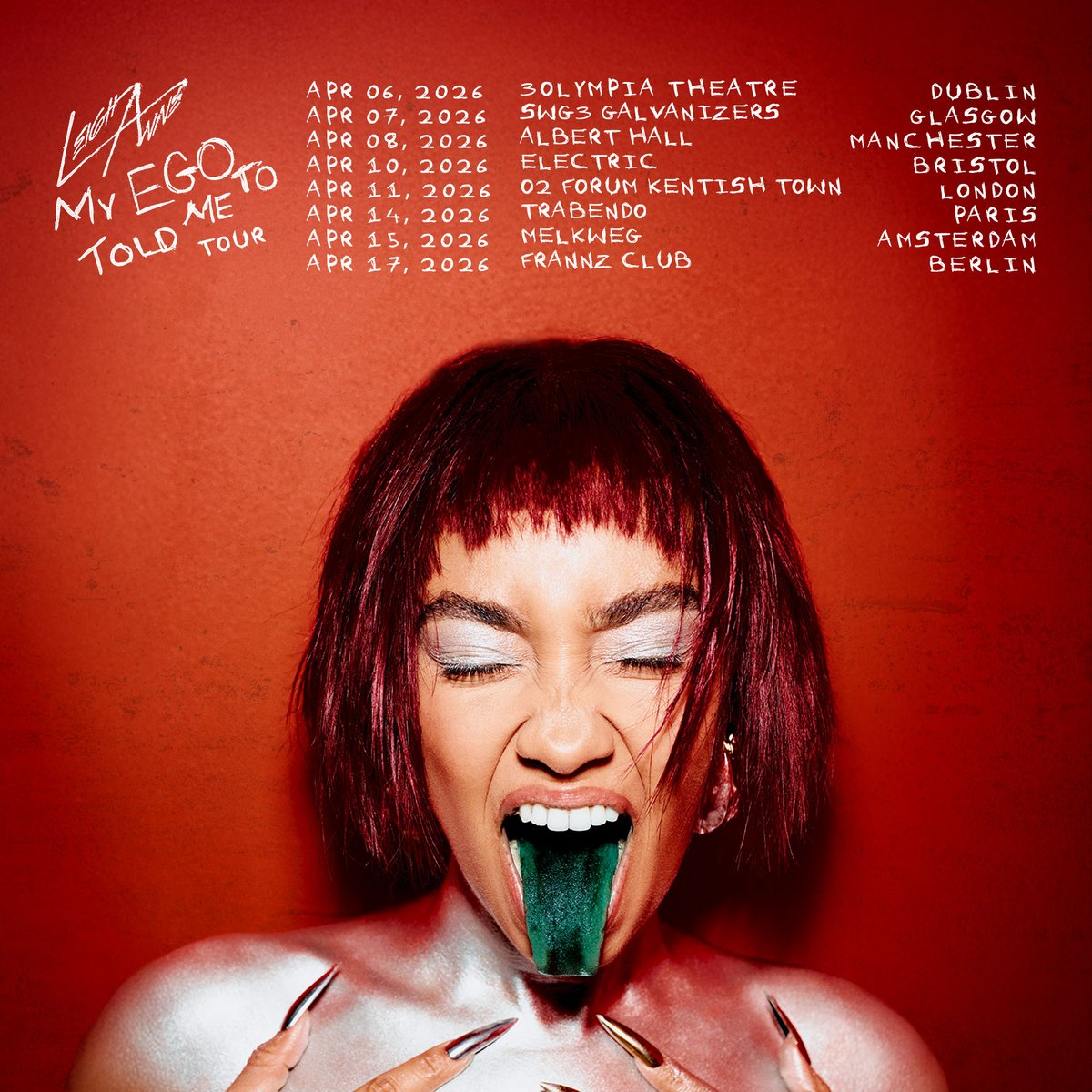 Guys 😭... I can finally say that after two years in the making my debut album 'MY EGO TOLD ME TO' is out 20th February, 2026!

I'm also excited to share that I'll be going on tour across the UK and EU in April 💚 pre-sale access details below and via the link in my bio!

(1/4)