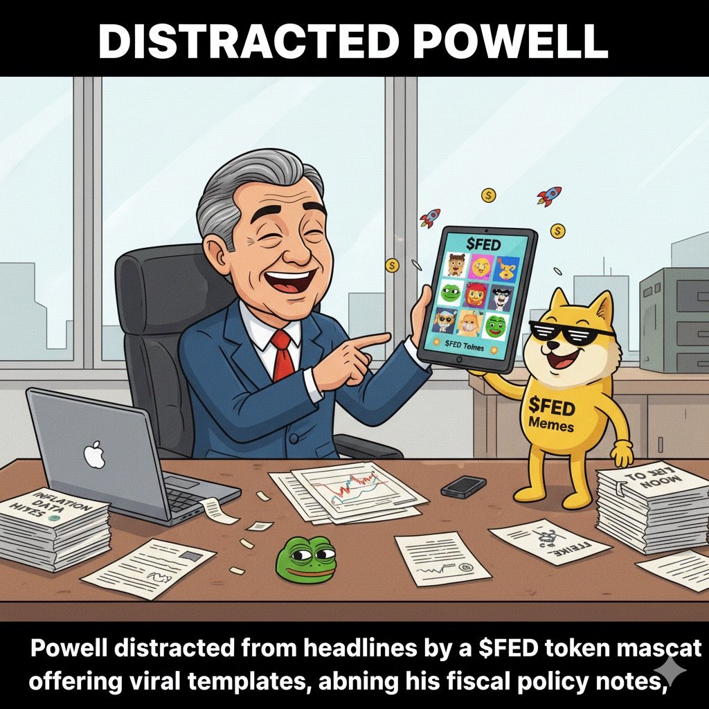 Fed_thememe's tweet photo. The Distracted Powell $FED https://t.co/Nr5b1aEWbd