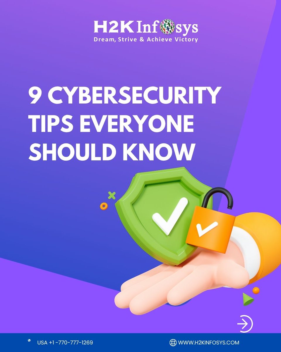 h2kinfosys's tweet image. 🔐 9 Cybersecurity Tips Everyone Should Know!
In today’s digital world, your online safety matters more than ever. From creating strong passwords to spotting phishing scams small habits can make a huge difference!
👉h2kinfosys.com/courses/cyber-…