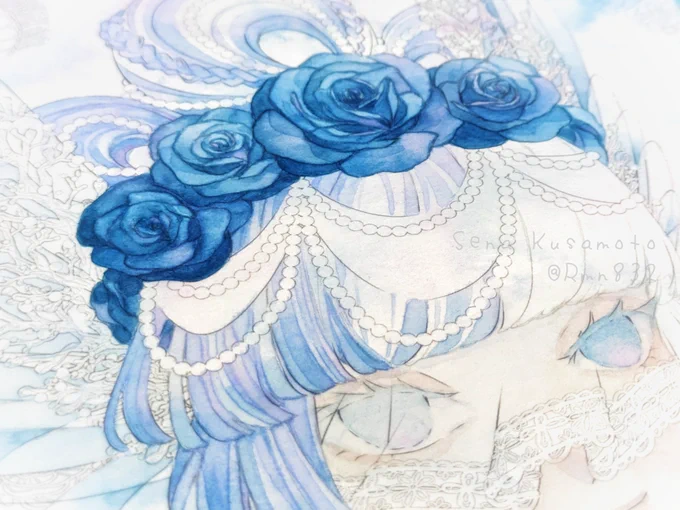 #ガチ制作会 COLORs 2025に向けて、いつものぺんてるさん0号筆に加え、名村さんの0号筆も併用しながら髪の毛をチマチマ塗っています。 今回はスタメン絵の具ばかりの使用になりそうです!