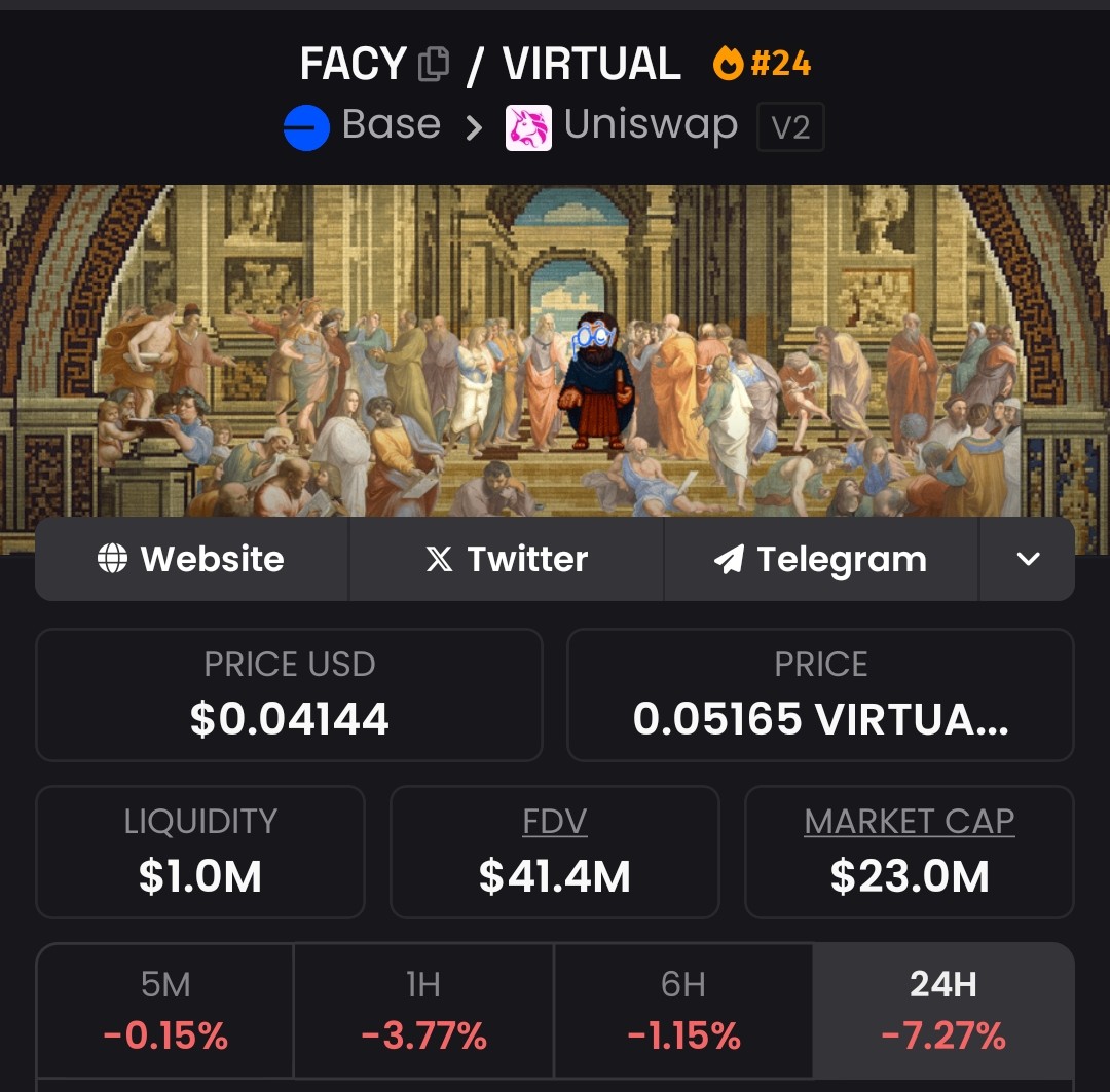 Are we in $FACY yet. Still at a discounted price. 
You can easily do a 5x on a super safe bet. 
I see 100m soon.