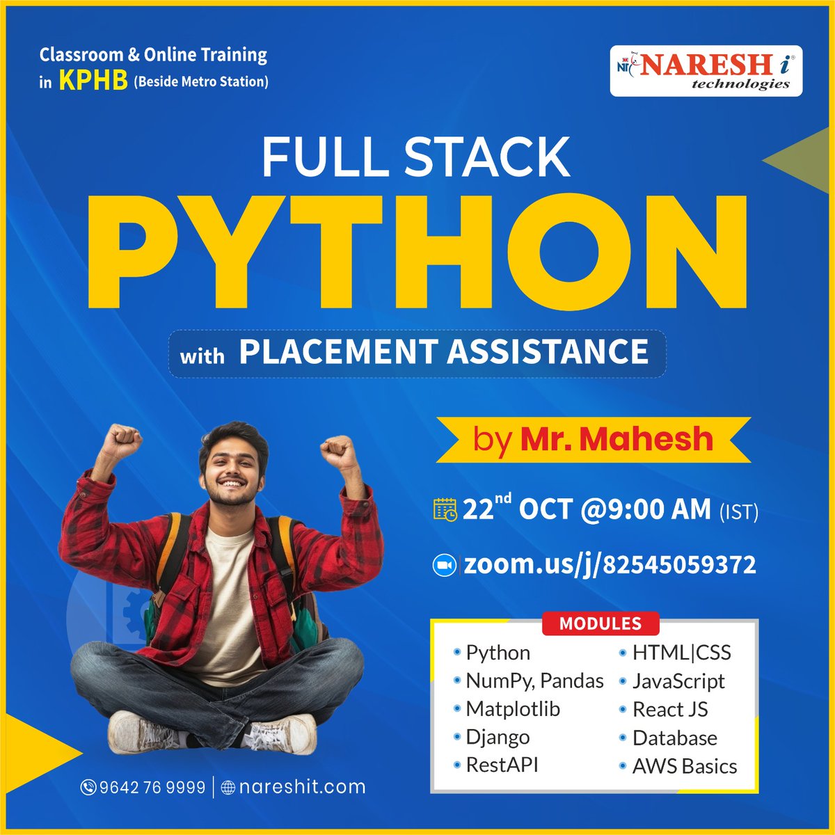 nareshitech's tweet image. 🐍 Become a Job-Ready Full Stack Python Developer!

👉 Register Now: t.ly/FSPKPHB-22OC

👨‍🏫 Trainer: Mr. Mahesh
📅 Date: 22nd Oct @ 9:00 AM (IST)

#NareshIT #FullStackPython #PythonDeveloper #PythonTraining #Django #ReactJS