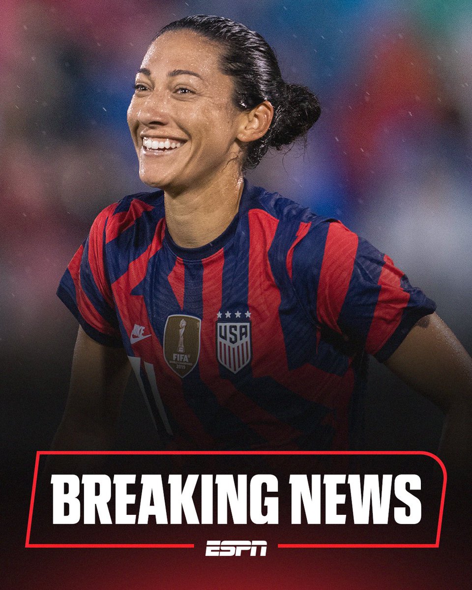 espn's tweet photo. Breaking: 2x FIFA World Cup champion Christen Press is retiring following the conclusion of Angel City's 2025 season, she announced. https://t.co/JAFwPCMzT7