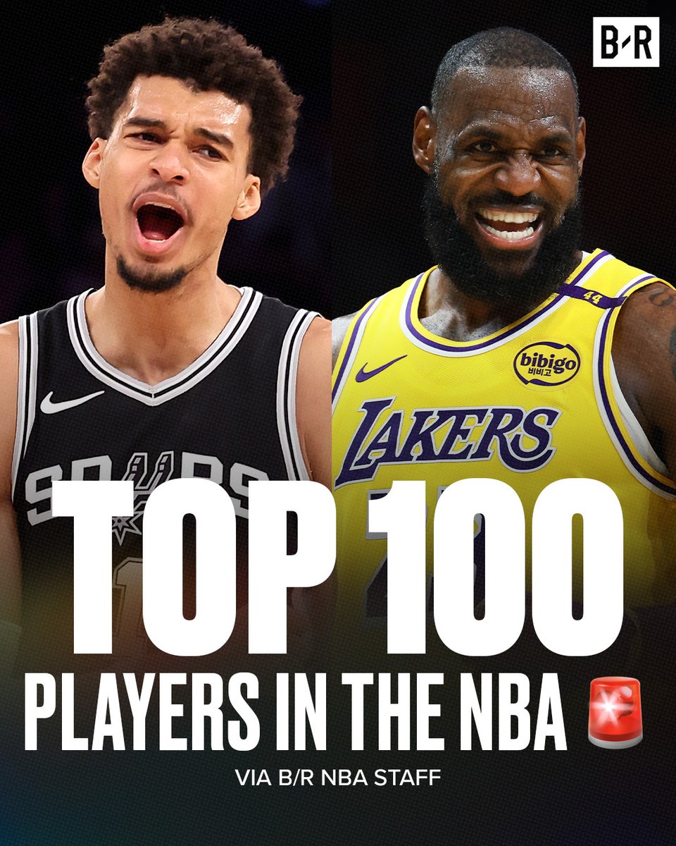 TOP 100 PLAYERS IN THE NBA 🚨🔥

15 Jalen Williams
14 Mobley
13 Cade
12 AD
11 KD
🔟 Brunson
9️⃣ Spida
8️⃣ Bron
7️⃣ Ant
6️⃣ Wemby
5️⃣ Steph

FULL B/R STAFF RANKINGS HERE: bleacherreport.com/articles/25259…