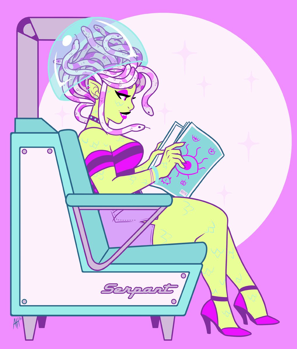 SadfaceArt's tweet photo. Day 15 and 16: Curl up And Dye 

#Inktober #drawtober #drawlloween #monstergirl #gorgan #pinup #medusa https://t.co/hLUzOBkt3t