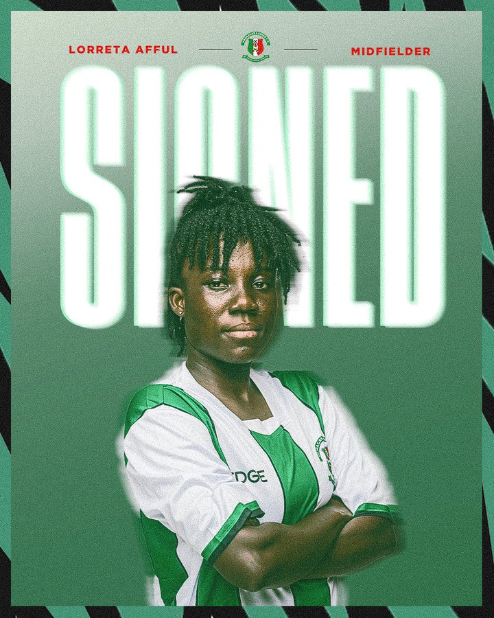 It’s official! ✍️
Loretta Afful has signed a two-year deal with women’s football giants Hasaacas Ladies.
She last featured for <a href="/FC_Epiphany/">Epiphany Warriors FC</a>  after returning from a stint abroad. 💚🤍 Lotty was the captain of <a href="/RidgeCityFC/">Ridge City Football Club Women</a> when they qualified and played in the <a href="/WPLGhana/">Malta Guinness Women’s Premier League 🇬🇭</a>