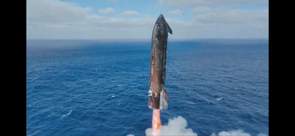 PointOrView's tweet photo. REVEALED: Unreal ultra-close up shot of Starship splashdown. You can feel the power in that re-entry! Every frame screams history in the making. Unreal visuals. ���🌊 WATCH: https://t.co/eS9FYQ6MCw #SpaceX #Starship #Ship38 #splashdown #IFT11 https://t.co/3N5GhrOyqd
