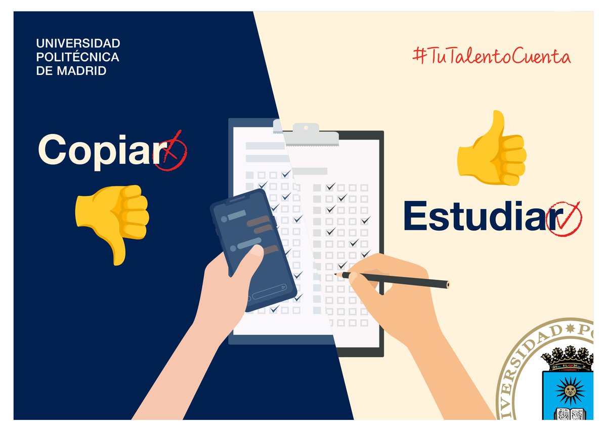 En tus exámenes, también #juegalimpio. #Copiarnorenta
#somosUPM #tutalentocuenta #cerotrampas