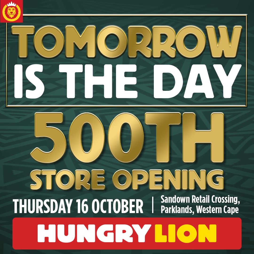 Tomorrow is the day! 

Head to Sandown Retail Crossing in Parklands Cape Town to join us for our 500th Store opening celebration.

Be one of the first 500 customers and receive a FREE Big Bite 2 + Red Bull

Limit 1 per customer.