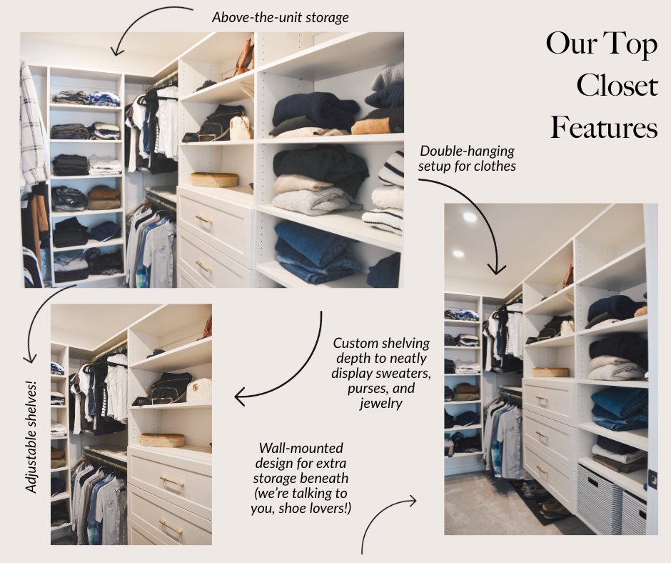 Closets that work smarter, not harder. 🍁 Double hanging, adjustable shelves, &amp; space for every cozy sweater. Ready for an upgrade? Reach out to us!

Designer: Kristina
Installer:  Pete
Location: Williston, VT