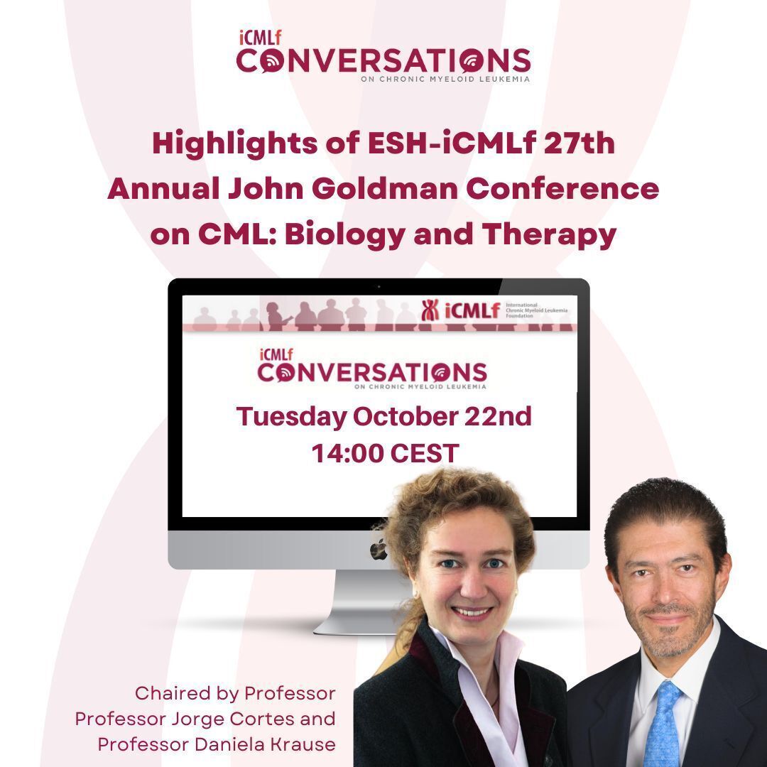 Missed the ESH-iCMLf 27th Annual John Goldman Conference on Chronic Myeloid Leukemia: Biology and Therapy?

Catch the highlights at our next iCMLf Conversation: Oct 22, 14:00 CEST.
Professors Cortes &amp; Krause share key updates.

Register: buff.ly/ZsgaKKM