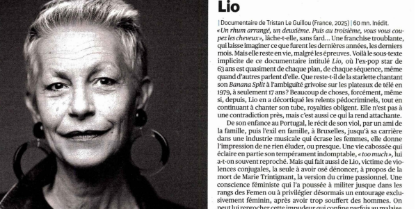 #LesMediasEnParlent 

<a href="/Diverto_off/">Diverto</a> <a href="/Telestarmag/">TéléStar</a> <a href="/TeleLoisirs/">Tele-Loisirs.fr</a> <a href="/Telerama/">Télérama</a> 

📍 #Documentaire " Lio " <a href="/bangumiofficiel/">Bangumi</a> 

▶️Ce soir à 22.55 sur france.tv et #France2