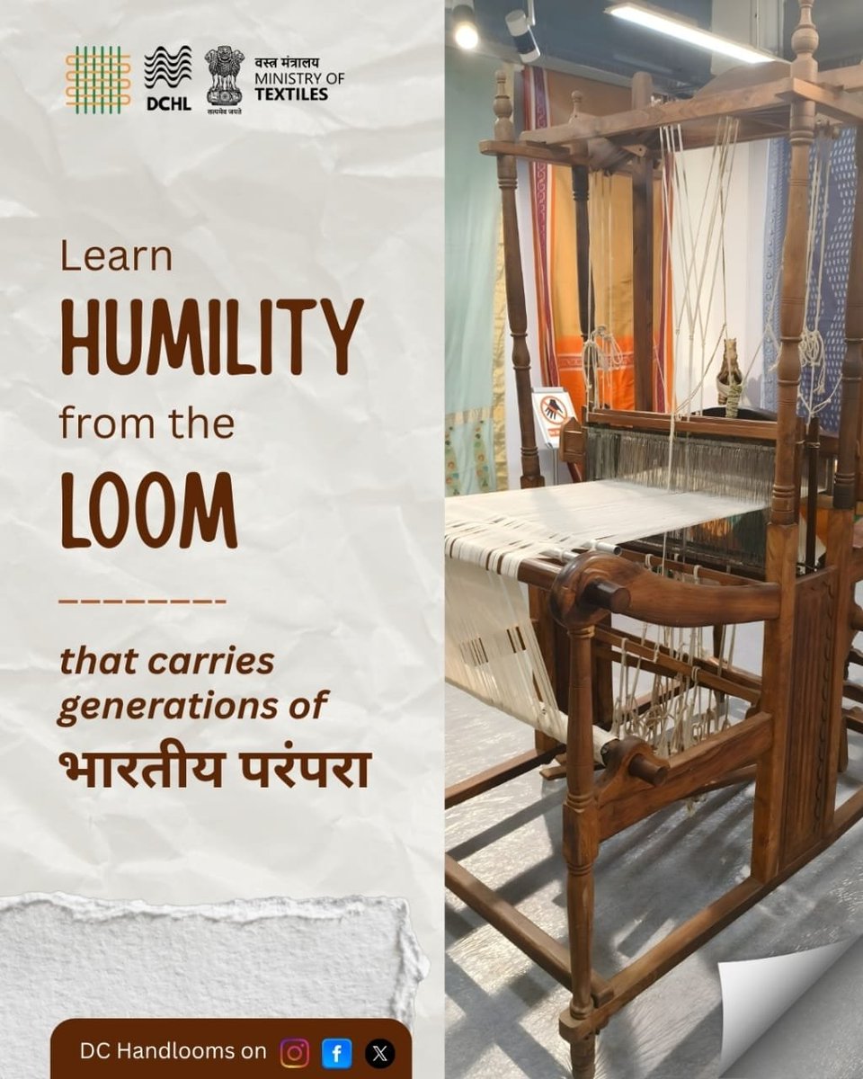dchandlooms01's tweet photo. The weaver teaches patience and the weave(s) teaches perseverance.
This World Students’ Day, on the birth anniversary of Dr. A.P.J. Abdul Kalam,
let’s become students once again, and learn the true meaning of Atmanirbharta.
#ministryoftextiles #dchandlooms #weavers #weaves https://t.co/RMCcStnbyH