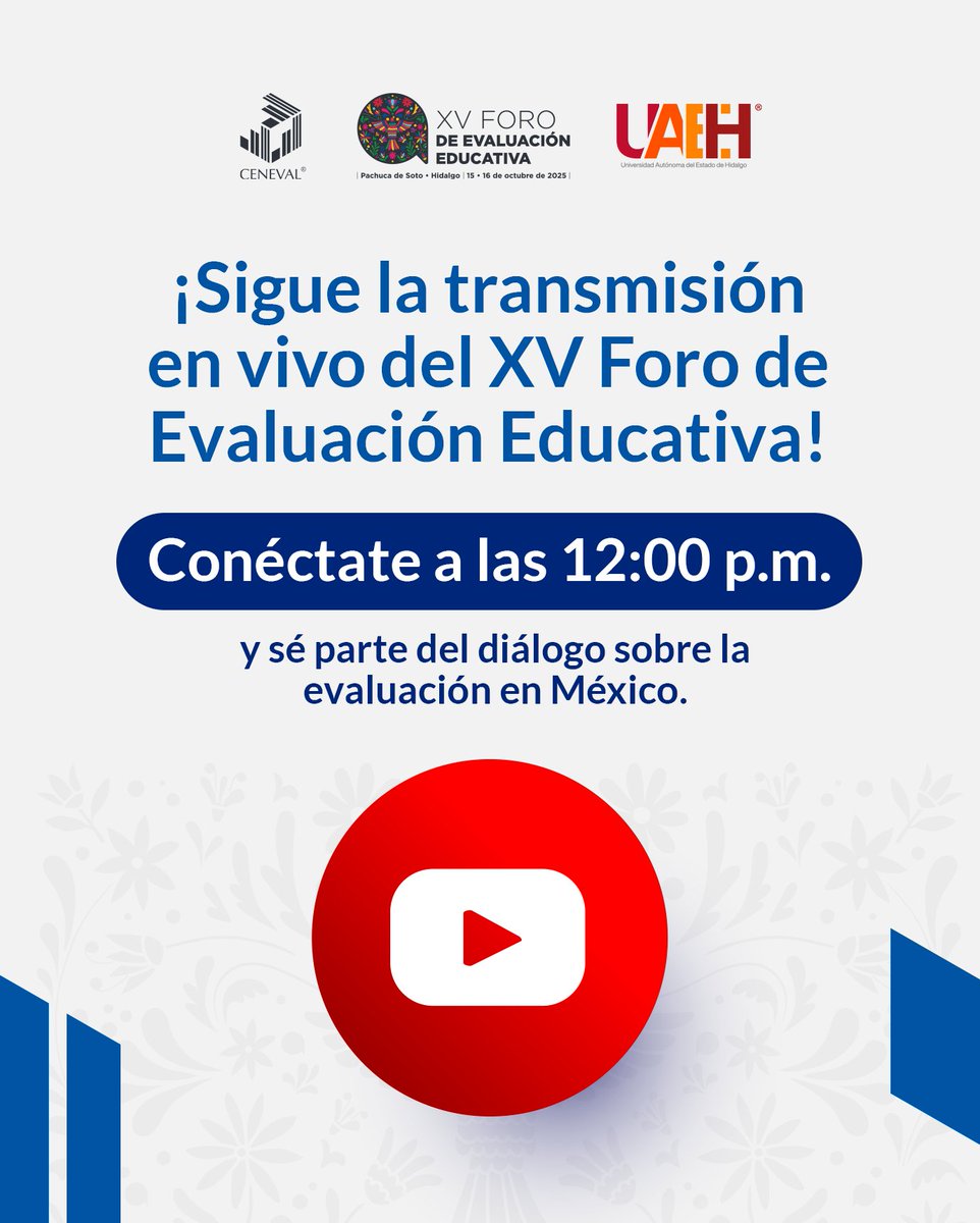 SomosCeneval's tweet photo. ¡No te quedes fuera! El XV Foro de Evaluación Educativa está por comenzar.  

Conéctate hoy a las 12:00 p.m. y sé parte del diálogo sobre la evaluación en México.

¿Listo para formar parte del cambio?
https://t.co/ymV0JKrP4y

 #XVForoDeEvaluaciónEducativa #SomosCENEVAL #MejoraContinua