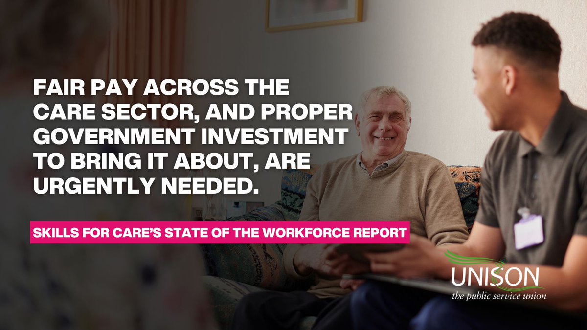 Report from Skills for Care shows urgent need for fair pay and staff protection in care sector. 
“These figures show why the swift delivery of a fair pay agreement in social care is more important than ever,” says UNISON general secretary Christina McAnea.
unsn.uk/48xm6nt