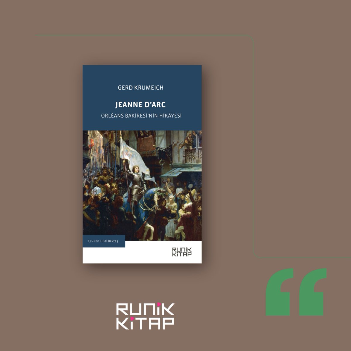 RunikKitap's tweet image. Orta Çağ Fransası’nda halkın içinden çıkan genç bir köylü kızı, gördüğü vizyonların rehberliğinde Fransa tarihini değiştirdi. Krumeich, Jeanne d’Arc’ın efsane ve gerçek arasındaki olağanüstü hikâyesini titizlikle ortaya koyuyor.

shorturl.at/zih7u