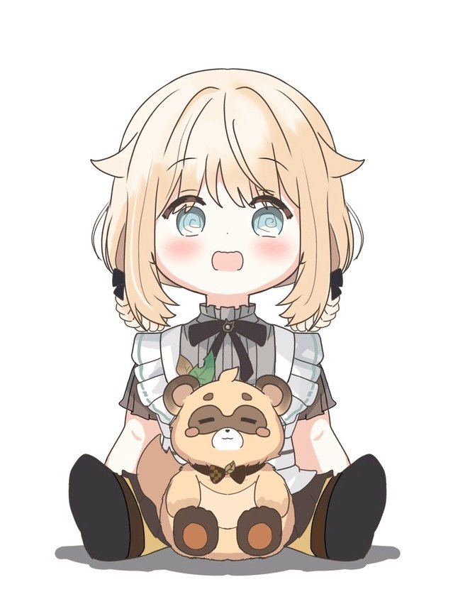 お目目ぐるぐる🌀ちょこんとメイドいろはちゃん＆ぽこべぇ🍃
 #いろはにも絵を