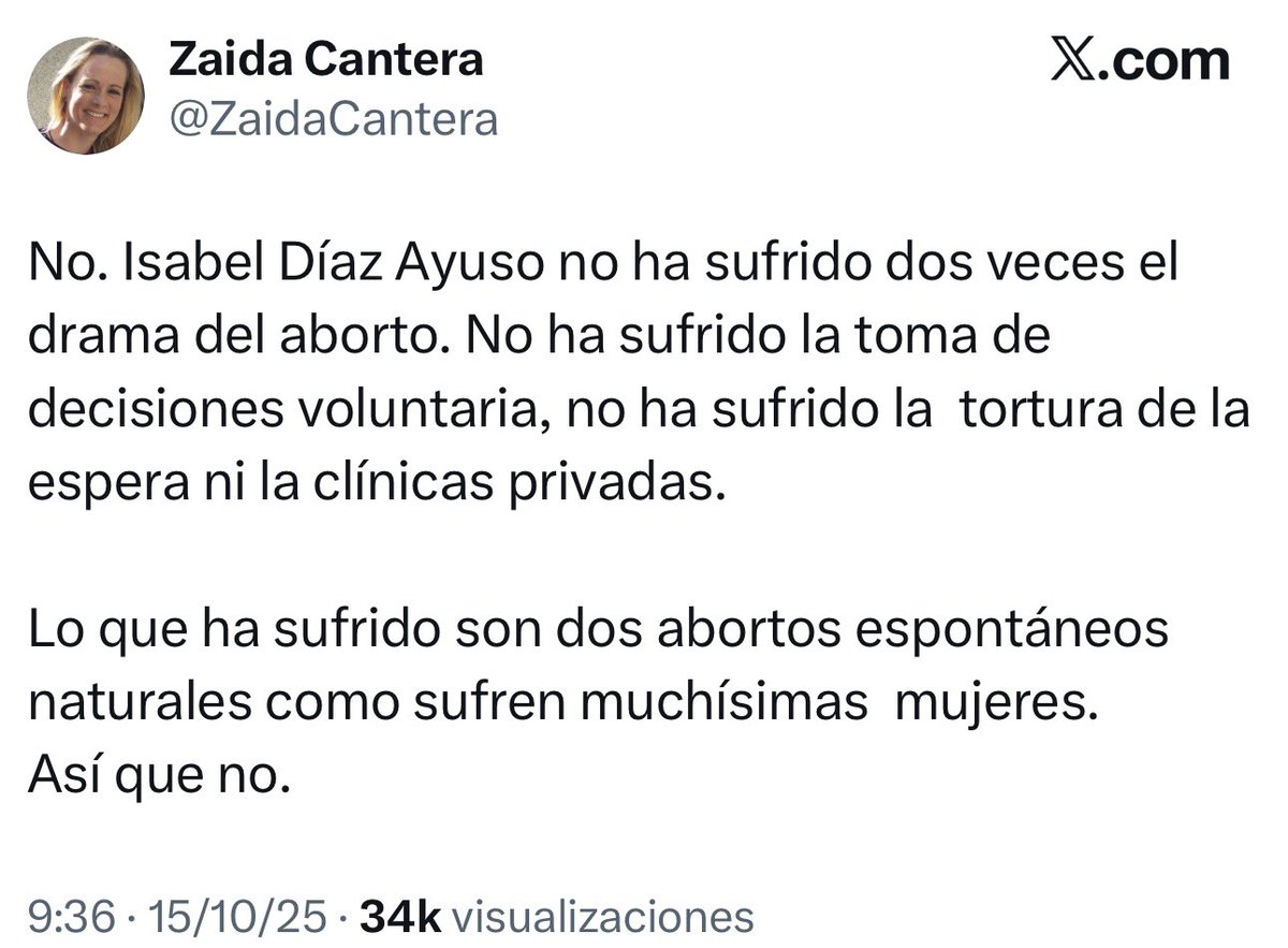 ¿De verdad alguien puede pensar que es más duro interrumpir voluntariamente un embarazo que perder dos hijos que sí deseabas tener?

No hay comparación posible.

Qué mensaje tan cruel, qué falta absoluta de empatía y qué bajeza moral.