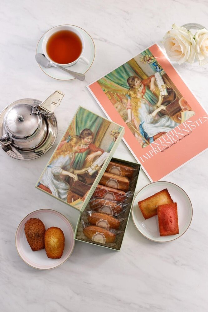 印象派ルノワール 紙袋 1点＋フェイラー ハンカチ2枚 ピンク、ブルー