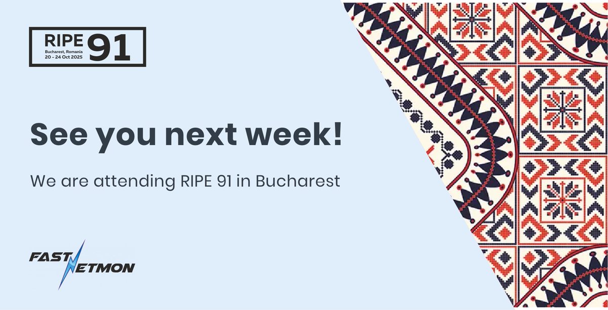 FastNetMon is joining RIPE 91 in Bucharest next week — always one of our favourite events to meet familiar faces and new connections from the networking world. Drop us a message if you’d like to catch up!

#RIPE91 #FastNetMon #Networking #NetworkEngineering #Community #DDoS