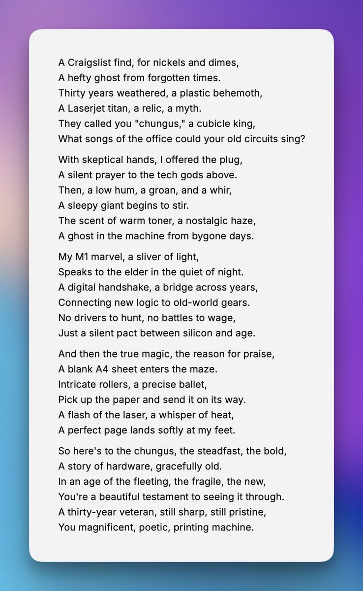 an ode to my new (but old) Laserjet