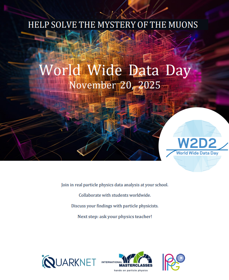 🌍 World Wide Data Day 2025 – 20 Nov

High school students &amp; teachers worldwide are invited to explore real LHC data &amp; connect live with #CERN physicists! Join with your class or individually, all you need is curiosity &amp; internet
Register by 10 Nov: cern.ch/w2d2

#W2D2