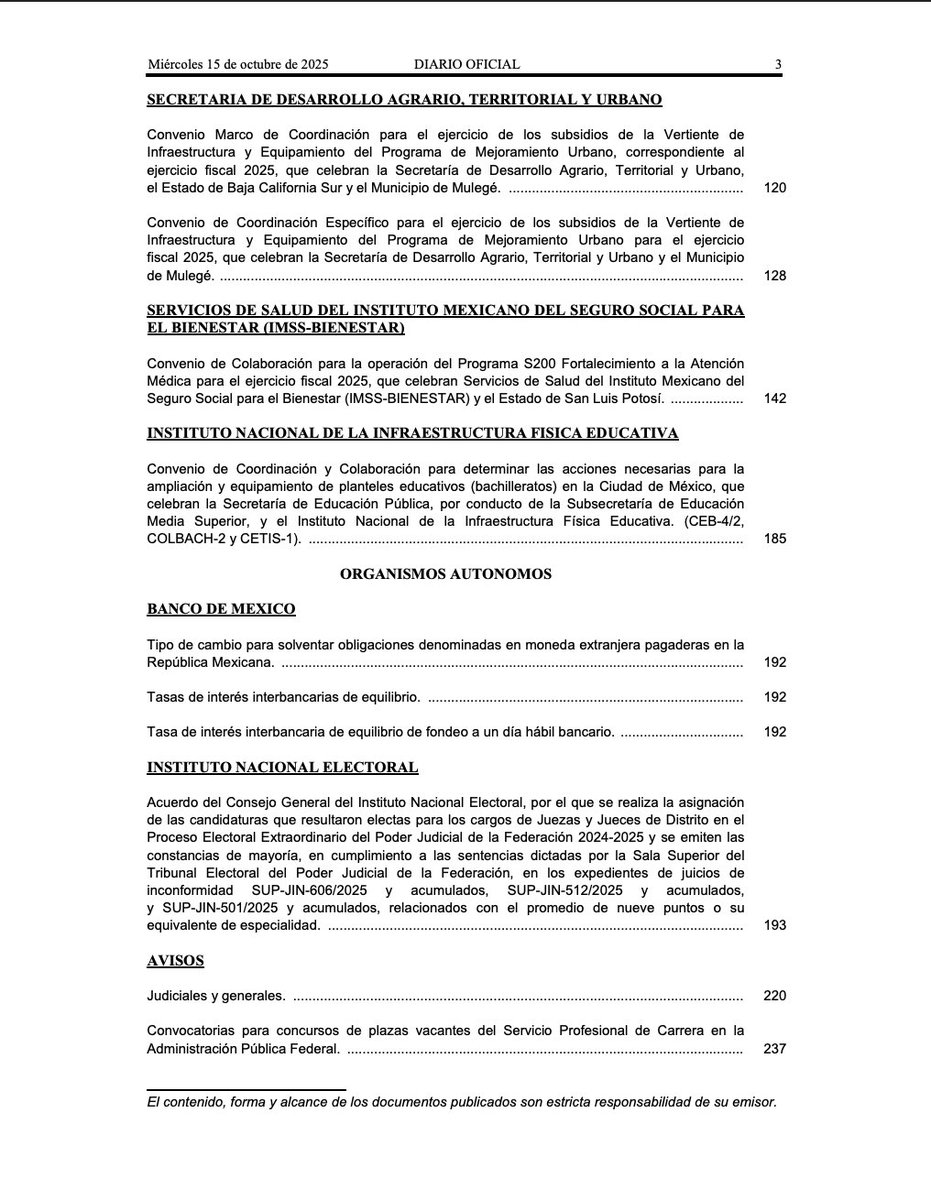 OJN_SEGOB's tweet photo. 📜 Diario Oficial de la Federación @DOF_SEGOB
15-10-2025 Edición Matutina
👉 https://t.co/kUqYvzVo4w
@SEGOB_mx 
.
.
. 
#DOF #México
#15DeOctubreDe2025   
#OrdenJurídicoNacional
#OJN https://t.co/zUA7SD421h